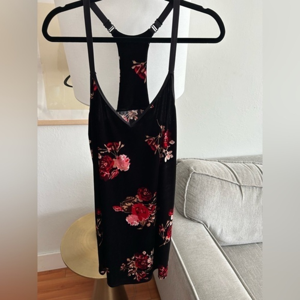 Velvet  Floral Babydoll Mini Dress Whimsygoth Vamp Size M/L